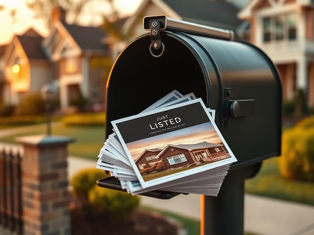 Just Listed postcards in a neighborhood mailbox